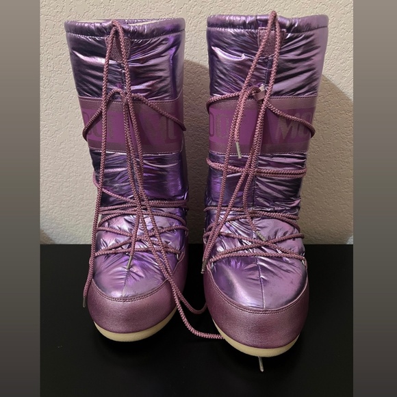 Moon Boot Purple Winter Rain Boots Platform Sole - Picture 2 of 9